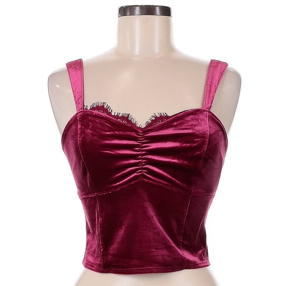 Abercrombie & Fitch burgundy velvet crop cami NEW WITH TAGS - Picture 3 of 6